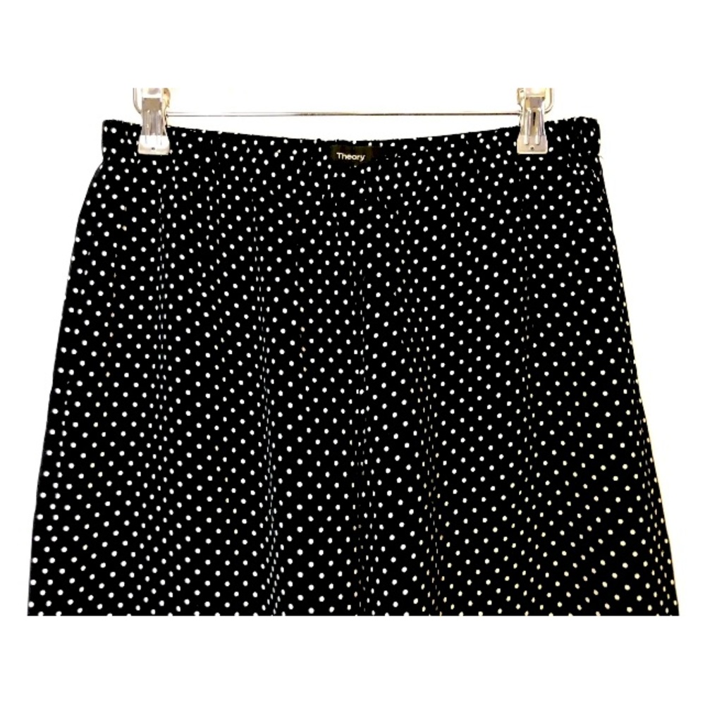 Theory Wide Leg Culottes Crop Navy White Polka Dot Crepe High Waist Size Small - Picture 4 of 9